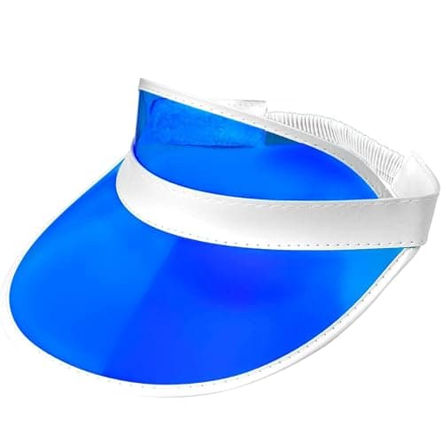 Image of FNA FASHIONS® Neon Nostalgia: Unisex Retro 80s Sun Visor Hat - Vibrant Colors for a Stylish Throwback Look (UK, Alpha, One Size, Blue)