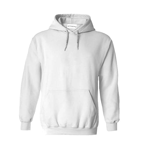 Image of AZ Plain Pullover Unisex Hoodie Men's and Women's Hooded Sweatshirt White