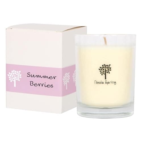 Image of Nicola Spring Soy Wax Scented Candle 160g – Summer Berries Fragrance - 28 Hour Burn Time Eco-Friendly Jar Candle for Relaxation, Aromatherapy, Luxury Gifting & Home Décor