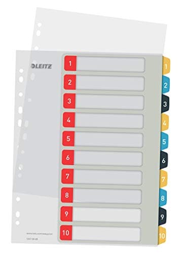 Image of Leitz A4 Printable Index 1-10, Heavy Duty, Cosy Range, Multicoloured, 12470000