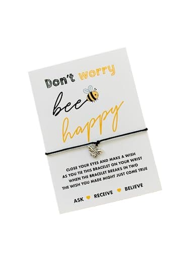 Image of Don't worry bee happy wish string bracelet | Bee gift | Don't worry bee happy gift | Bee bracelet