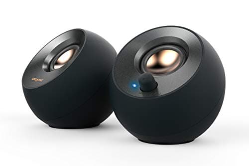 Image of CREATIVE Pebble V2 - Minimalistic 2.0 USB-C Powered Desktop Speakers, 3.5 mm AUX-in, Up to 8W RMS Power for Computers and Laptops, Type-A Adapter Included and Extended Cable (Black)