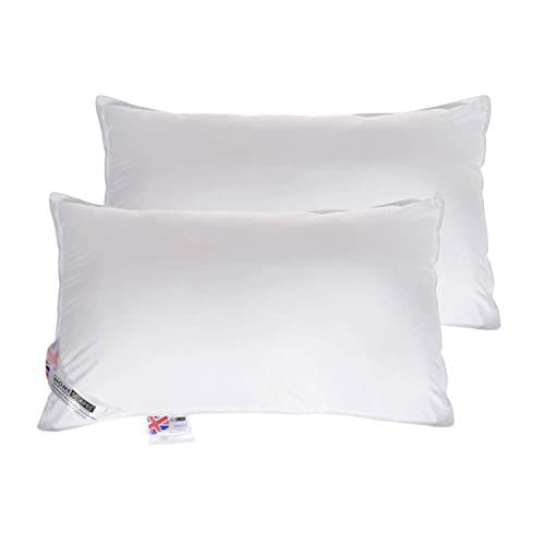 Image of HOMESCAPES - EXTRA FILLED - Super Microfibre Bounce Back Pillows - PAIR - Standard UK Size - Medium to Firm Support