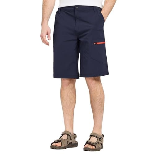 Image of Peter Storm Men's Yangon Shorts with 4 Way Stretch Fabric, Part Elasticated Waist & 5 Pockets, Lightweight & Quick Drying Pants (UK, Waist, 42, Regular, Regular, Navy)