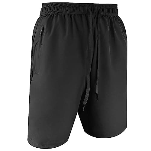 Image of AOMIG Mens Running Gym Quick Dry Shorts, Men's Summer Casual Sports Short with Zipper Pockets, Outdoor Workout Training Short, Elasticated Waist Breathable Stretch Short Pants for Fitness, Jogger