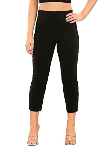 Image of UC Ex High Street Brand Cropped Trousers for Womens Capri Pants, Ladies Summer Trousers Pedal Pushers Black