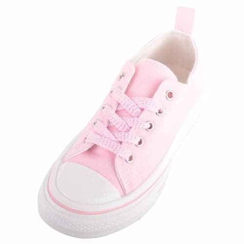 Image of ABSOLUTE FOOTWEAR Childrens Kids Low Top Lace Up Canvas Pumps with Chunky Sole - Pink - UK Child 2 / EU 35