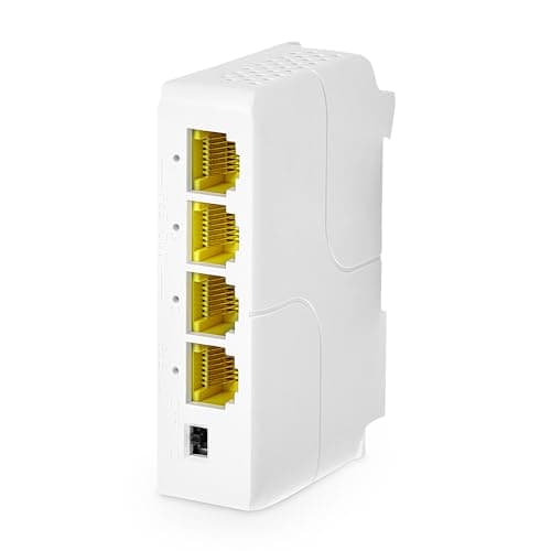 Image of MokerLink 4 Port Gigabit PoE Extender, IEEE 802.3 af/at Repeater, 10/100/1000Mbps, 1 In 3 Out, Wall & Din Rail Mount Passthrough Switch