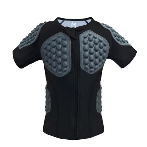 Image of Topeter Football Rib Protector Youth Baseball Chest Protective Shirt Kids Padded Compression Shirt (Black YL)