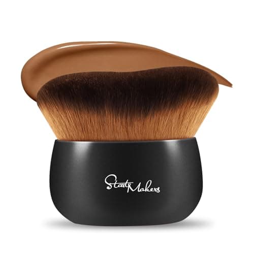 Image of Self Tanning Brush for Face Body - Start Makers Body Makeup Brush for Tan, Fake Tan Applicator & Sunscreen Brush - Kabuki Foundation Tool for Legs Arms - Ultra Soft Synthetic Bristles, Black
