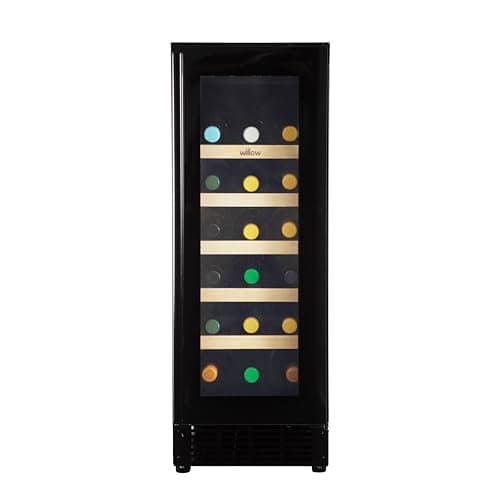 Image of Willow W30WCB 60L Under Counter Wine Cooler with Space for 20 Bottles, Digital Display with Touch Control, Ventilated Cooling, 2 Years Manufacturer's Guarantee - Black