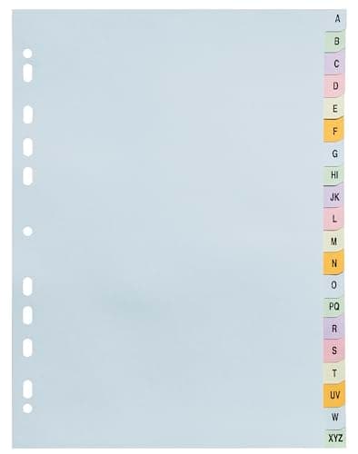 Image of Exacompta - Ref 2621E - 1 Pastel Card Divider 170 g/m2 Forever with 20 Alphabetical Printed Keys from A to Z - Size to File A4 - Size 22.5 x 29.7 cm - Assorted Pastel Colours