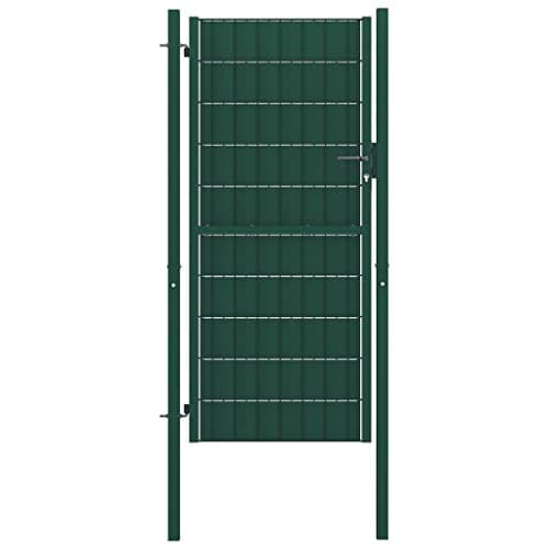 Image of vidaXL Fence Gate Outdoor Garden Patio Lockable Privacy Security Entryway Entrance Door PVC and Steel 204x100cm Green
