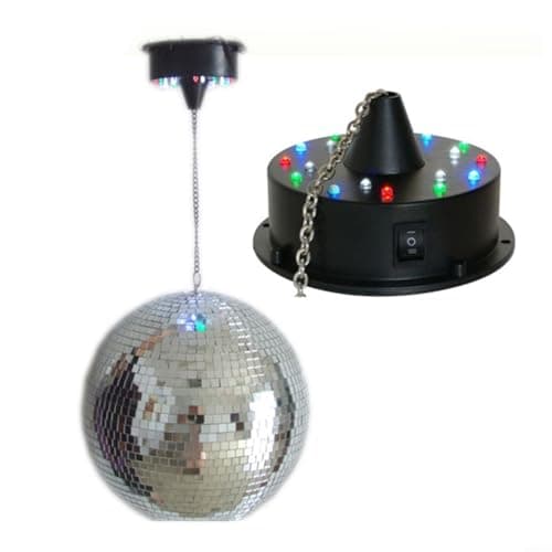 Image of TONIXY Disco Ball Motor with Remote Control, 4 Color LED Lights, Adjustable 5-15 RPM Speed, for 6-15 Inch Mirror Balls, Stage for LIGHTING for Party Home DJ Events Black(8 inches Kit)