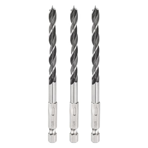 Image of sourcing map 3pcs Brad Point Drill Bit 6mm (15/64") Dia Bearing Steel 1/4" Hex Shank Wood Drill Bits 2.13" Working Length Spiral Twist Drilling Tool for Woodworking Softwood Plywood Plastic
