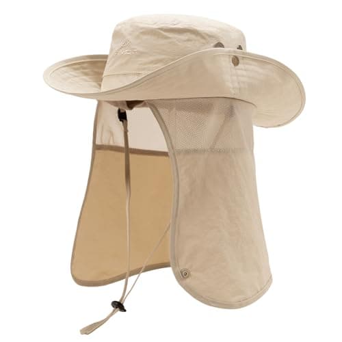 Image of TOP-EX UPF 50 Mens Sun Hat with Neck Protection Wide Brim Summer UV Protection Hiking Safari Hat Waterproof Fishing Boonie Hats Breathable Womens Sunhat for Outdoor Walking Gardening Beige M/L