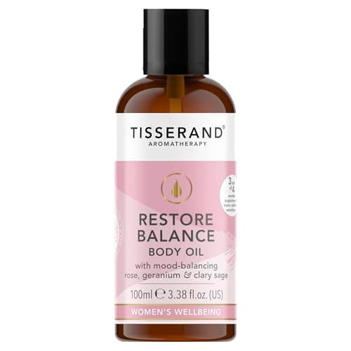 Image of Tisserand - Restore Balance Body Oil - Perimenopause, Menopause & Menstruation Support for Women - Rose, Clary Sage & Geranium - 100% Natural Essential Oils - 100ml