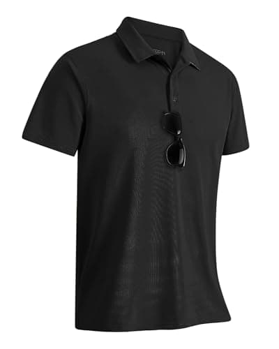 Image of 33,000ft Men's Polo Shirt Short Sleeve T-Shirt Golf Polo Moisture Wicking Quick Dry Polos Outdoor Sports Athletic Tennis Performance Breathable T-Shirt for Tennis Work Black(Nylon Spandex) XL