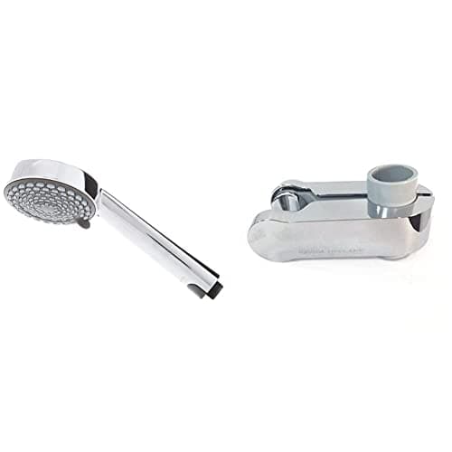 Image of Aqualisa 901506 Harmony Handset/Shower Head, Chrome & Pinch Grip Sliding handset Holder - 25mm - Chrome/Grey