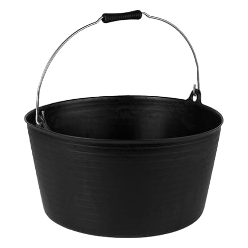 Image of Heavy Duty Plastic Flexi Tub Home Garden Flexible Storage Bucket Laundry Toys Kitchen Bucket, Rubble Container, 2-Handled Recycled Tub (Black, 26L)