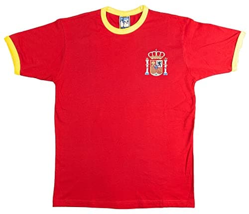 Image of Spain Retro Football T Shirt Embroidered Logo (XXL)