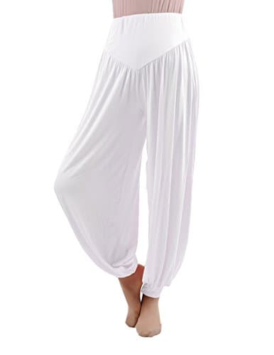 Image of HOEREV Super Soft Modal Spandex Harem Yoga/ Pilates Pants (White) (Medium)