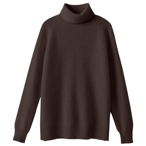Image of TEPTDirio Cashmere Jumpers Ladies Long Sleeve Plus Size Autumn Sweaters Womens Turtleneck Sweaters Ladies Loose Crew Neck Thick Knitted Jumpers Autumn Winter Casual Cotton Tops for Women UK