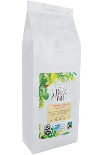Image of Fairtrade Organic Coffee Beans 1kg - Strong Medium Dark Roast Espresso - Shade Grown Bird Friendly Coffee - Bird And Wild Coffee - Suitable for all Machines - Donation to RSPB - Strength 4