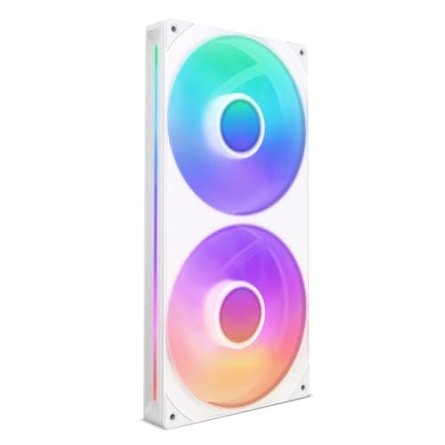 Image of NZXT F280 RGB Core - 280mm Single-Frame Fan Unit with 2 x 140mm RGB Fans - Speed & Lighting Control - High Static Pressure & Airflow - Fluid Dynamic Bearings - 8 aRGB LEDs Per Fan - White