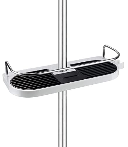 Image of homeasy Bathroom Shower Shelf, Shower Caddy/Tidy No Drilling Shower Holders Storage for Soap Shampoo Shower Rack Hanging with Buckle and Shower Head Hook Suit 19mm-25mm Shower Rail