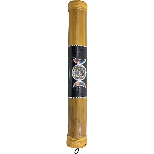 Image of 16" Handmade & Painted Bamboo Rainstick Triple Moon Ethically made in Bali