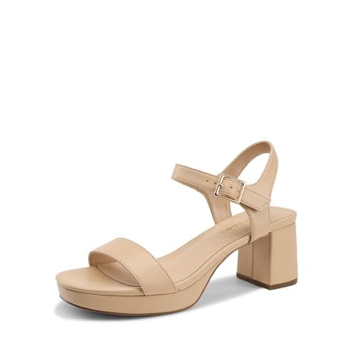 Image of DREAM PAIRS Women's Platform Heels Block Chunky Open Toe Ankle Strap Heel Fashion Wedding Party Dress Sandals Shoes,Size 7,Nude,DWUMHS2507