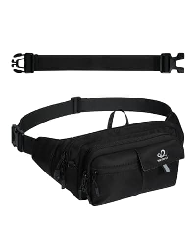 Image of WATERFLY Fanny Pack Waist Bag: 3L Large Waist Pack with Anti-Theft RFID Blocking, 9 Pockets & Adjustable Belt Water Resistant Hip Pack for Women Men Travel Hiking Running