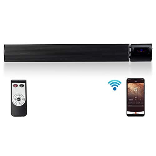 Image of Devola Smart Electric Infrared Patio Heater 1800W Low Energy | Wall Mounted WiFi Enabled Efficient Radiant Heater with Remote Control | IP44 Rated | 24Hr Timer & Overheat Protection, Black (DVRH1800B)
