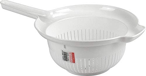 Image of Sterling Ventures Deep Plastic Colander Food Strainer with Handle. Diameter 24cm (White)