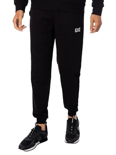 Image of EA7 Men's Logo Joggers, Black/White, Black/White, S