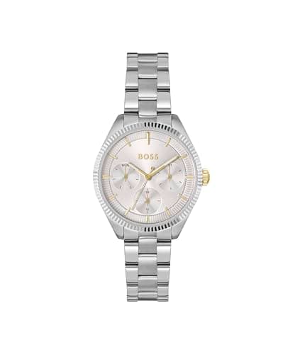 Image of BOSS Analogue Multifunction Quartz Watch for Women SAGE Sport Collection with Silver Stainless Steel Bracelet - 1502800