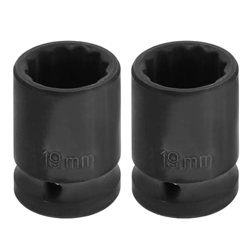 Image of sourcing map 2pcs 1/2" Drive x 19mm Shallow Impact Socket 12-Point Metric CR-V Steel Spindle Nut Impact Flip Sleeve for Home Auto Nuts Bolts Repair