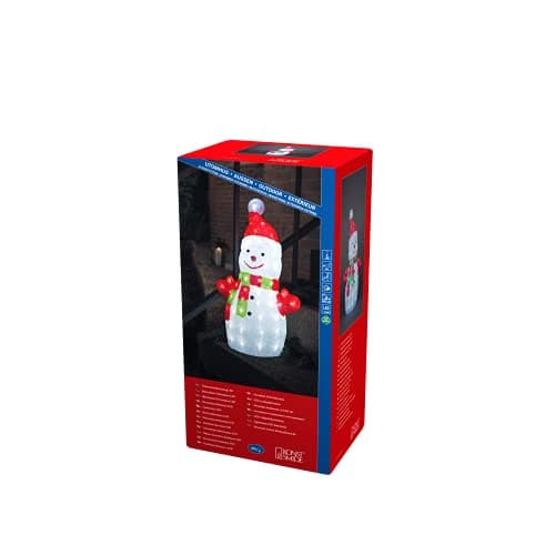 Image of Konstsmide Christmas Outdoor Figures Decoration/Outside Lights LED Acrylic Happy Snowman/Outdoor Lighting (IP44) / 88 White LEDs/Transparent Cable