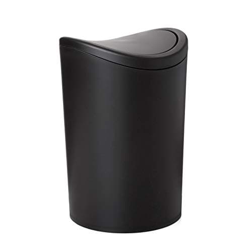 Image of TATAY Bathroom Bin with Swing Lid | Compact and Modern Design | Durable Plastic and Easy to Clean | Made in Spain with 6L Capacity | 19 x 19 x 28 cm – Black Toilet Bin