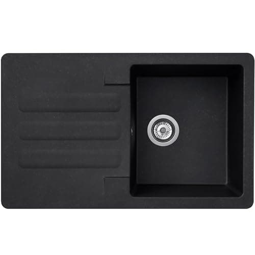 Image of Liquida VG5BL 1.0 Bowl Composite Reversible Inset Black Kitchen Sink with Waste