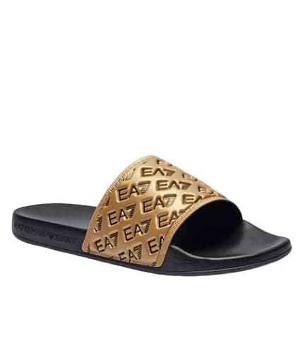 Image of EA7 Emporio Armani Unisex Slippers 7X000109AF15125 8059659616836-40, black gold, 8 UK