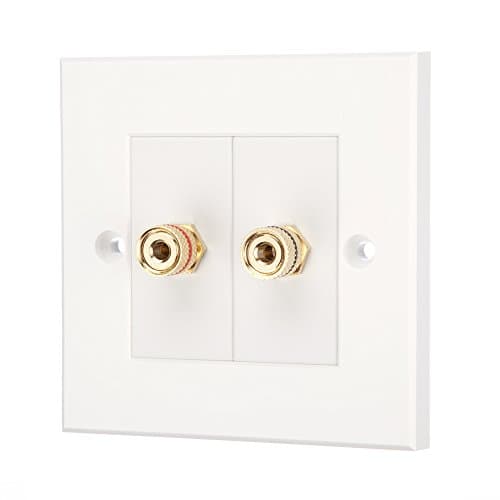 Image of iSynq Single Channel Speaker Faceplate/Wall Outlet - Red & Black, Gold Plated Binding Post Connectors - Accepts Banana Plugs & Speaker Cable