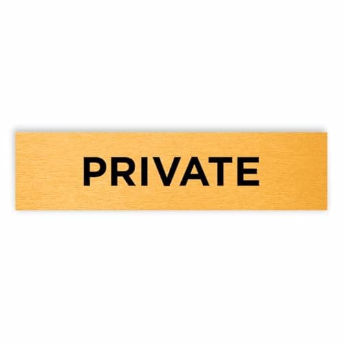 Image of Slimline Aluminium Private Sign from ViroDisplay® – Brushed Gold 200 x 50mm – Durable Printed Surface – Self-Adhesive Fixing