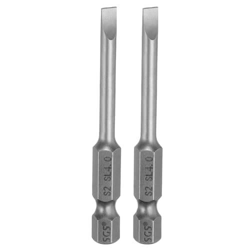 Image of sourcing map 2pcs SL4 Slotted Screwdriver Bits 4mm Slotted Tip 1/4" Hex Shank 65mm (2.56") Long Magnetic Flat Head S2 Steel Screw Driver Drill Bits Industrial Power Screwdriver Bit