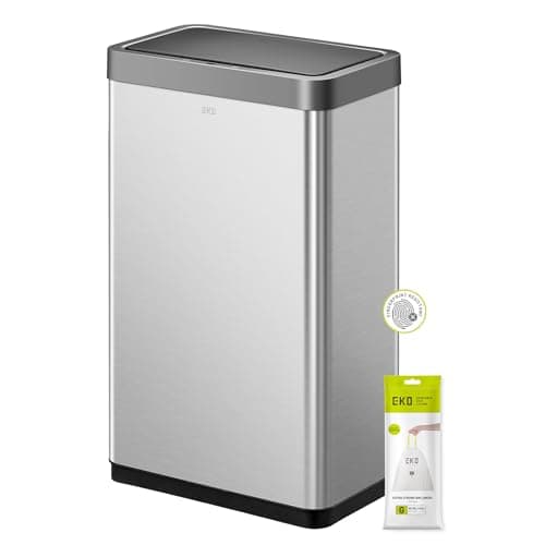 Image of EKO Mirage X 80L Motion Sensor Bin, Large Automatic Touchless Stainless Steel Rubbish Bin with Soft-Close Lid, Hands-Free Smart for Kitchen, Home, Office, Commercial Use