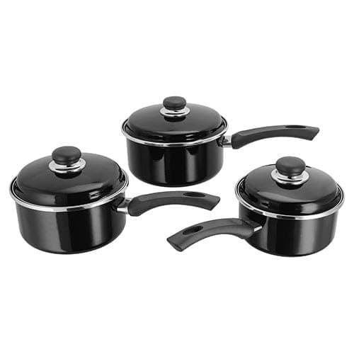 Image of Judge Induction 3 Piece Saucepan Set Non-Stick Black