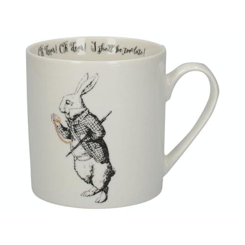 Image of V&A Alice in Wonderland Mug in Gift Box, 'White Rabbit' Design, Fine China, White, 350 ml