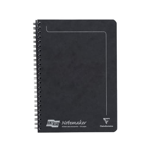Image of Clairefontaine 4852Z - One Notemakers Europa Spiral Notebook Black - Size: A5 14,8x21 cm - 120 Detachable Ruled Pages - White Paper 90 g - Glossy Card Cover