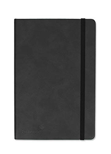 Image of Silvine A5 Executive Soft Feel Notebook Black. 160 Pages (80 Sheets) Ruled with 5mm Squares. Ref 197X (148 x 212mm)